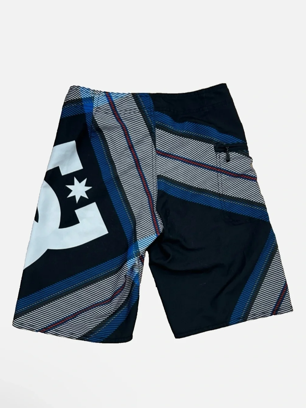 DC Shoes Boys Black, Blue & White Plaid Board Shorts Y2K Rare